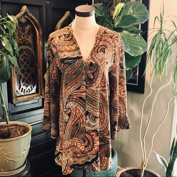 Zara Tops - Zara paisley boho v-neck kimono tunic top